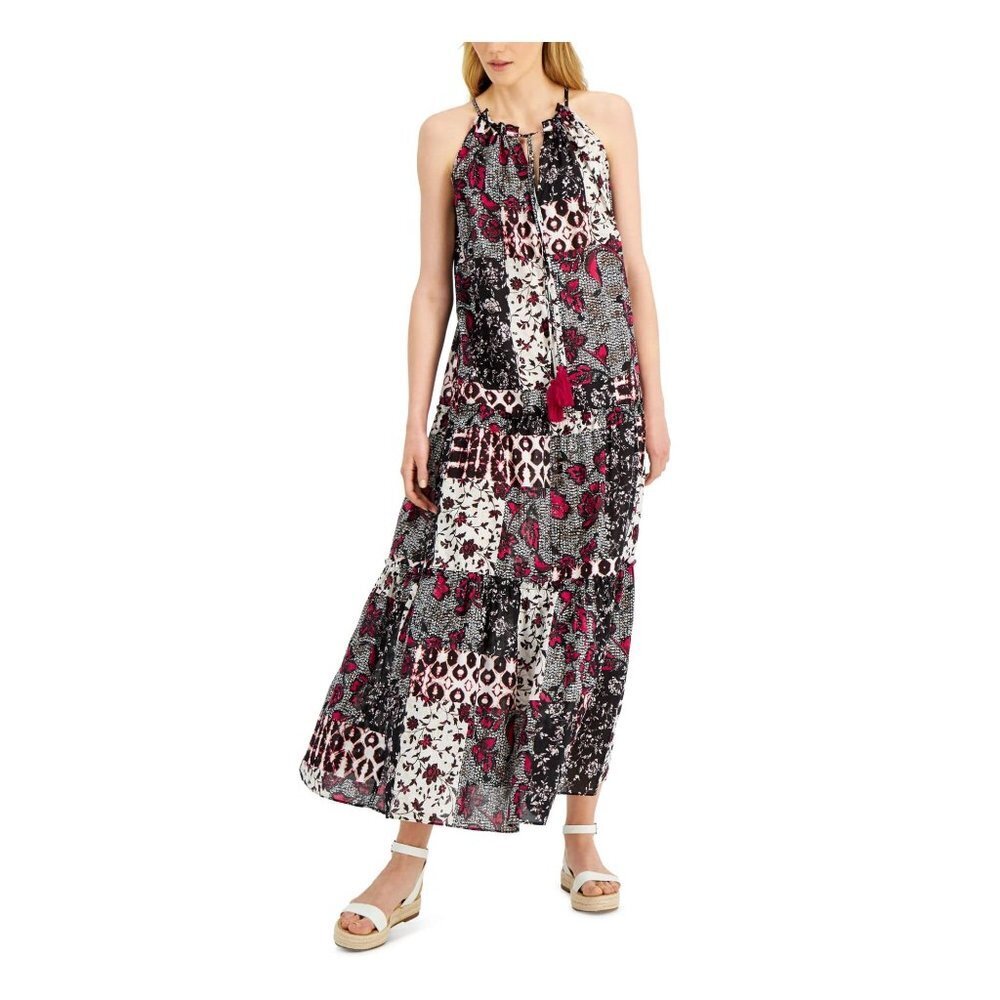 New  Inc Womens Tie Sleeveless Halter Maxi Shift Dress Pink P5436
